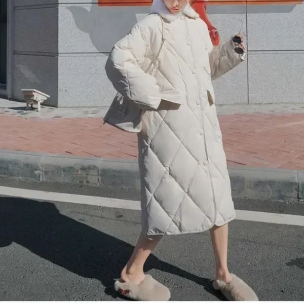 Drune | Stylische Übergroße Steppjacke mit Pelzkragen und Knöpfen Ideal für Herbst/Winter