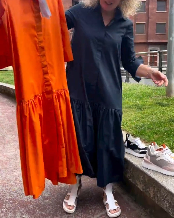 Drune | Einfarbiges Lässiges Langarmkleid
