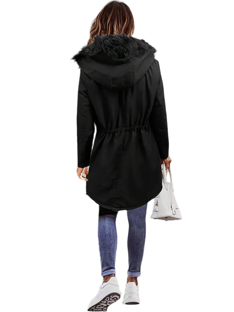 Drune | Pelz Winterjacke für Damen - mit Kapuze und Taschen