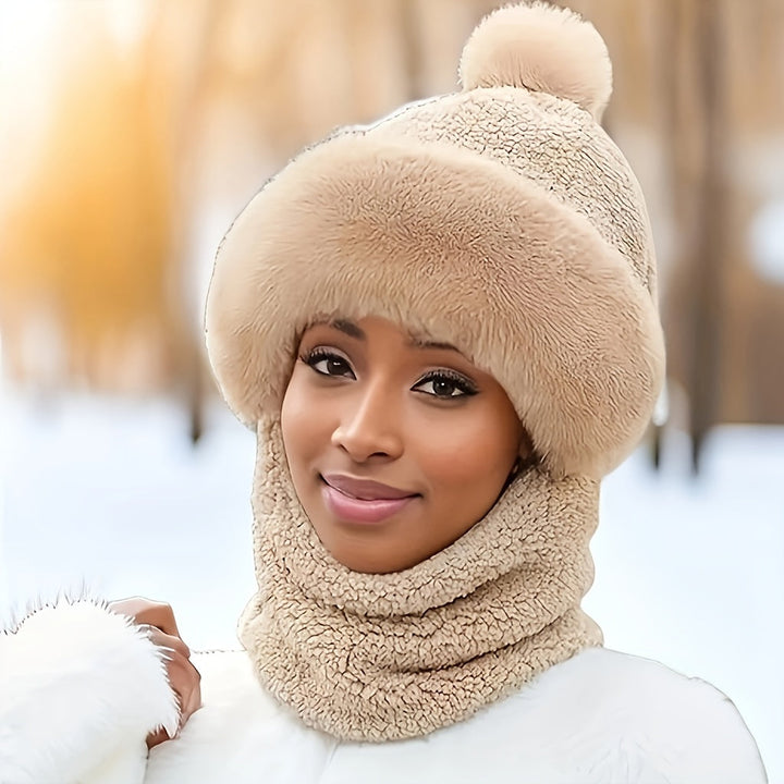 Drune | Mütze & Schal Set - Weich & Warm - Mit Pompon - Für Damen