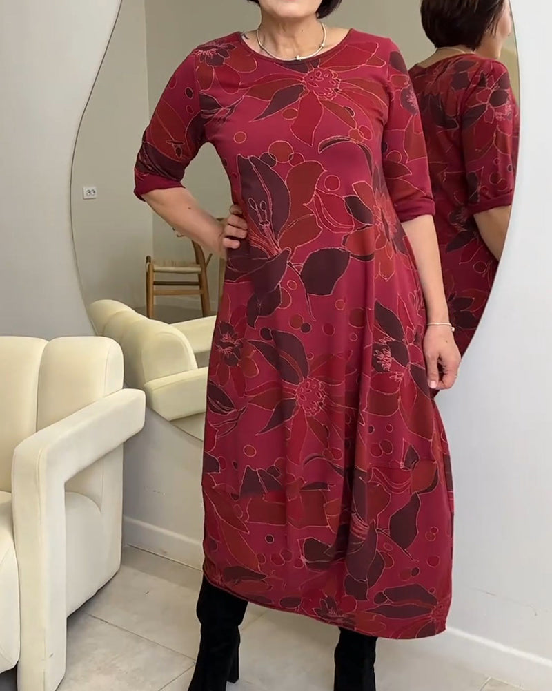 Drune | Kleid mit Blumendruck und Rundhalsausschnitt