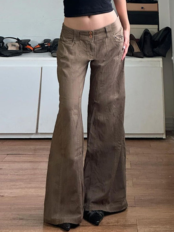 Drune | Amerikanische Retro Low Waist Split Schlaghose