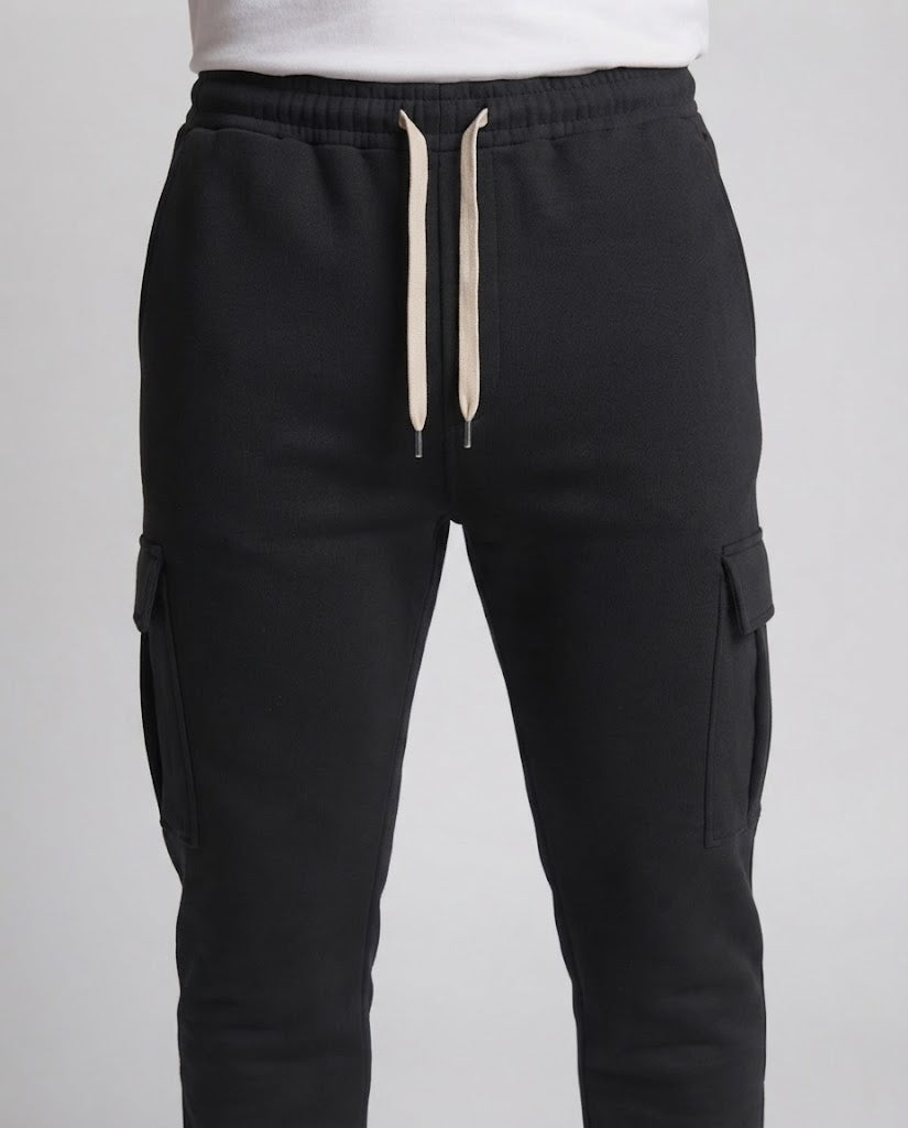 Herren Cargo-Jogginghose mit Kordelzug, elastischem Bund und aufgesetzten Klappentaschen Drune