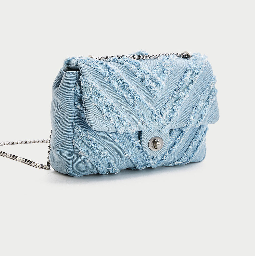 Drune Umhängetasche mit magnetischem Druckknopfverschluss und Kettenschultergurt