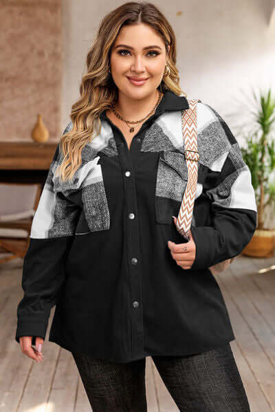 Drune | Plus Size Karos Shacket Jacke für Damen
