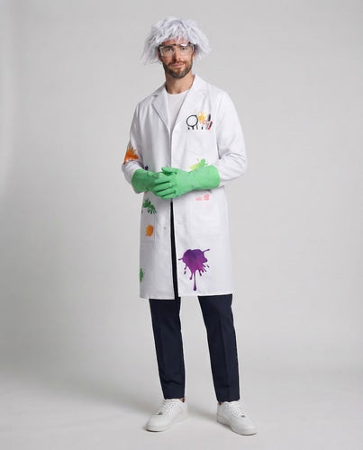 Herren Wissenschaftlerkostüm mit bunten Farben und Zubehör Drune