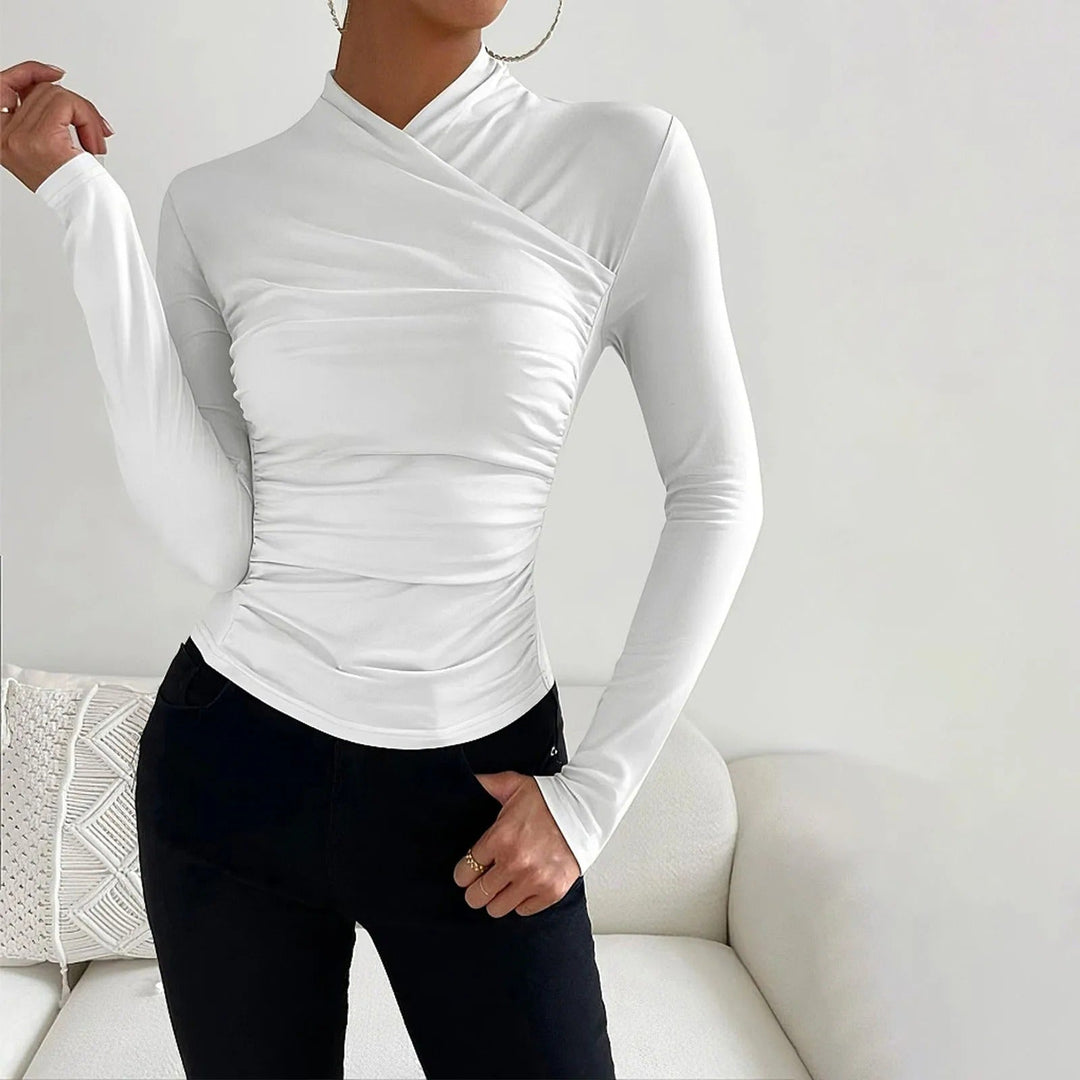 Drune | Elegante Herbst Wickelbluse mit langen Ärmeln für Frauen