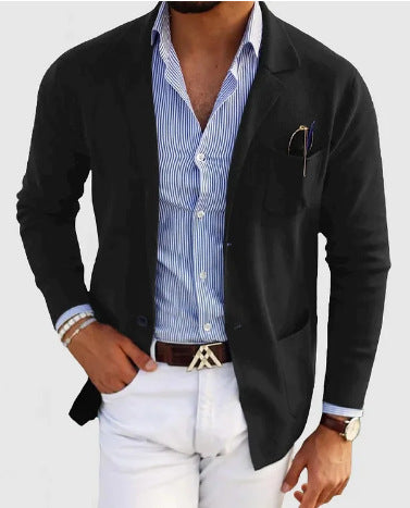 Drune | Herren Strickjacke Mit Lässigen Knöpfen, Taschen Und Reverskragen, Einfarbig, Langärmelig