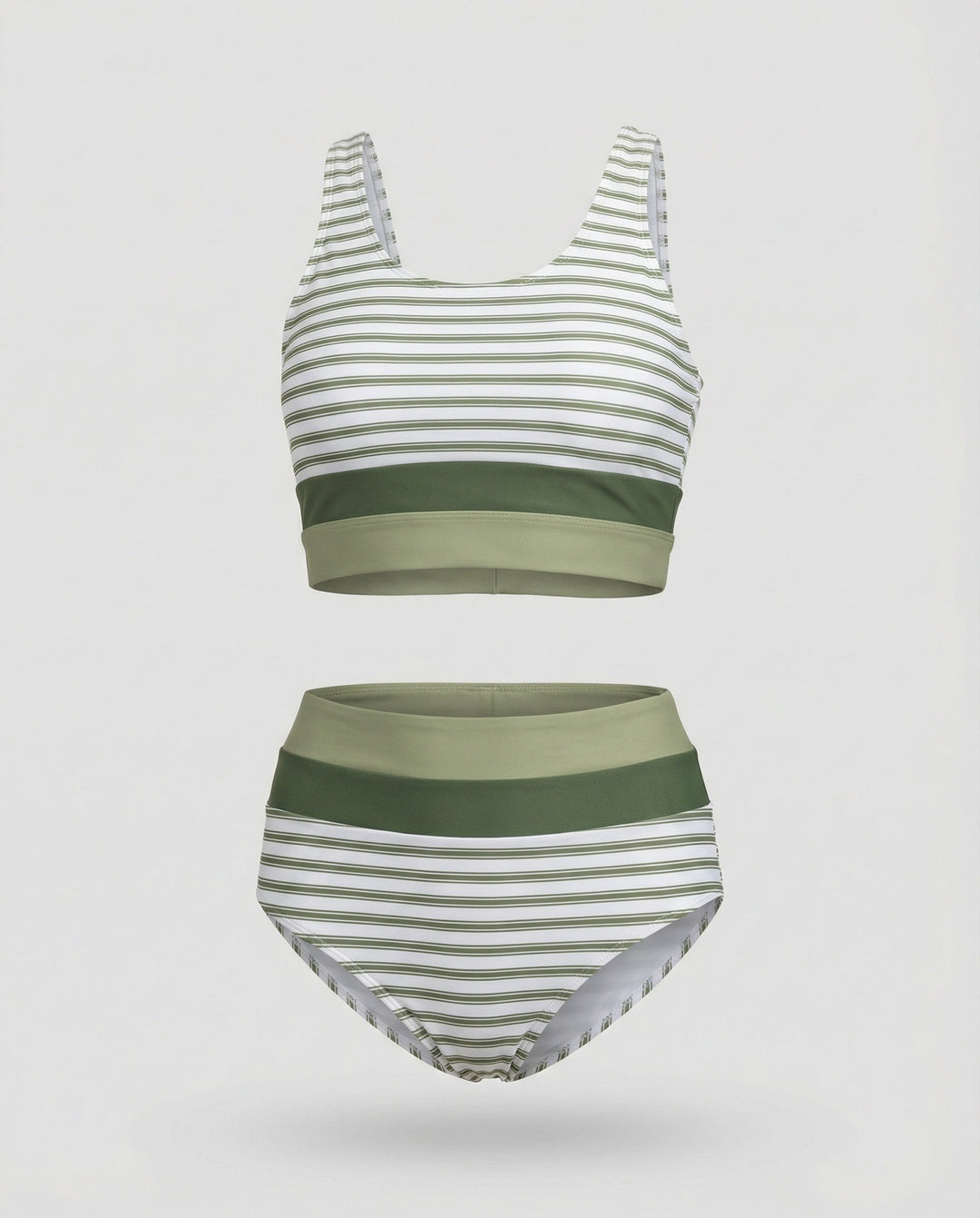 Drune | Gestreiftes Reißverschluss-Rücken Schick Bikini Set