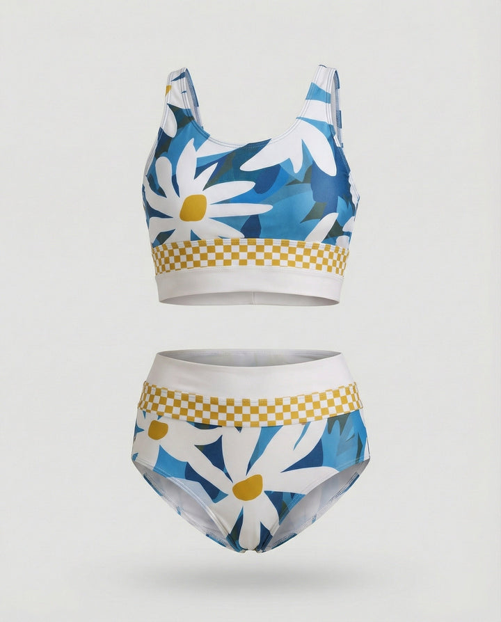 Drune | Gestreiftes Reißverschluss-Rücken Schick Bikini Set