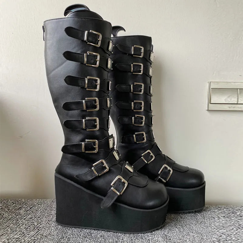 Drune | Zip Up Chunky High Heel Stiefel