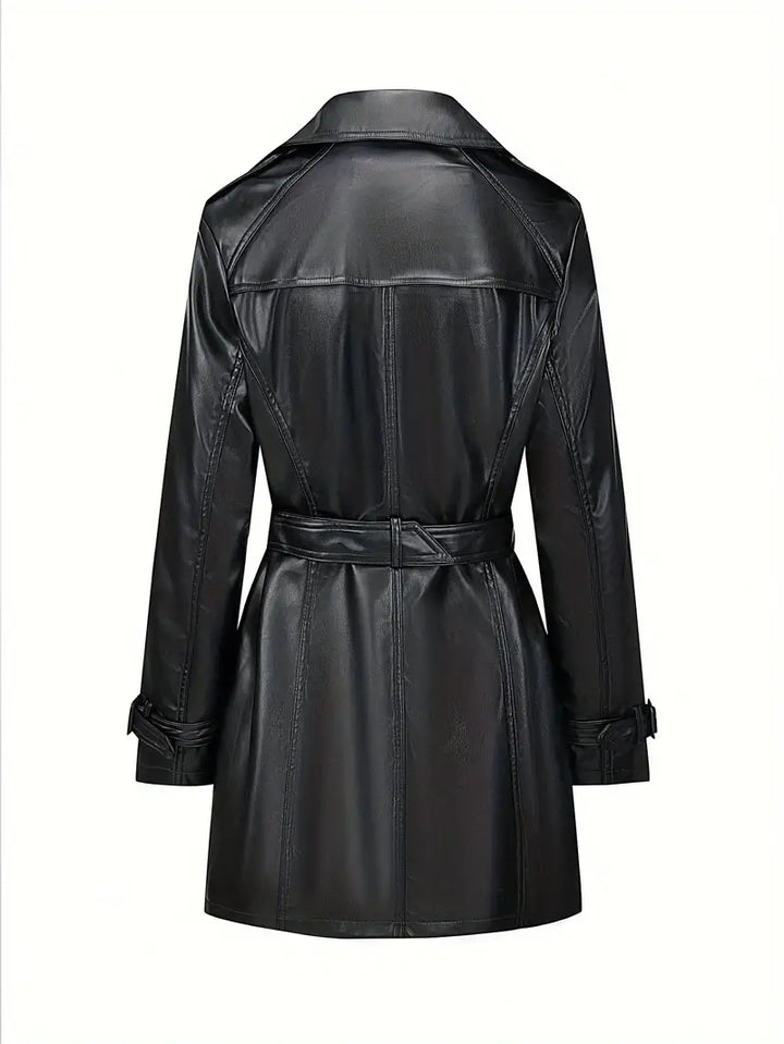 Drune | Trenchcoat - stilvolle lange schwarze Damenjacke