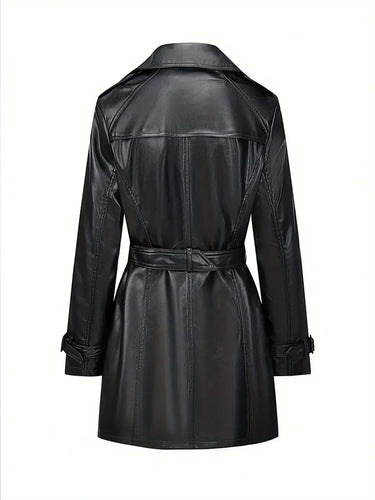 Drune | Trenchcoat - stilvolle lange schwarze Damenjacke