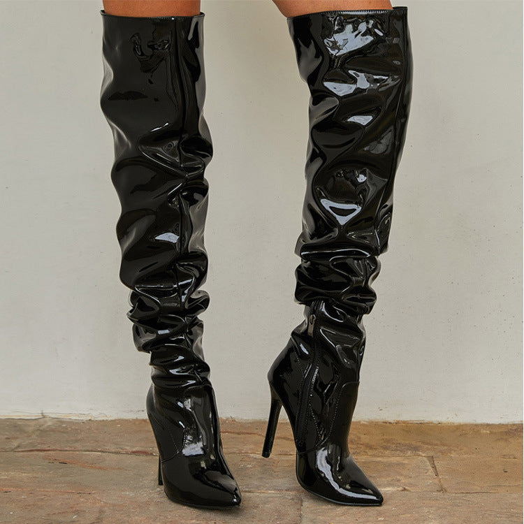 Drune | Kniehohe Lange Stiefel für Frauen mit Super Hohem Absatz für Partys