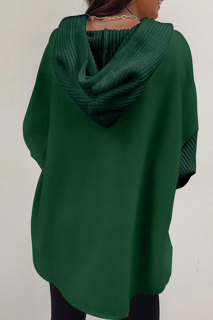 Drune | Langärmelige Bluse mit Kapuze und Knöpfen Baumwollmischung Komfort und Stil