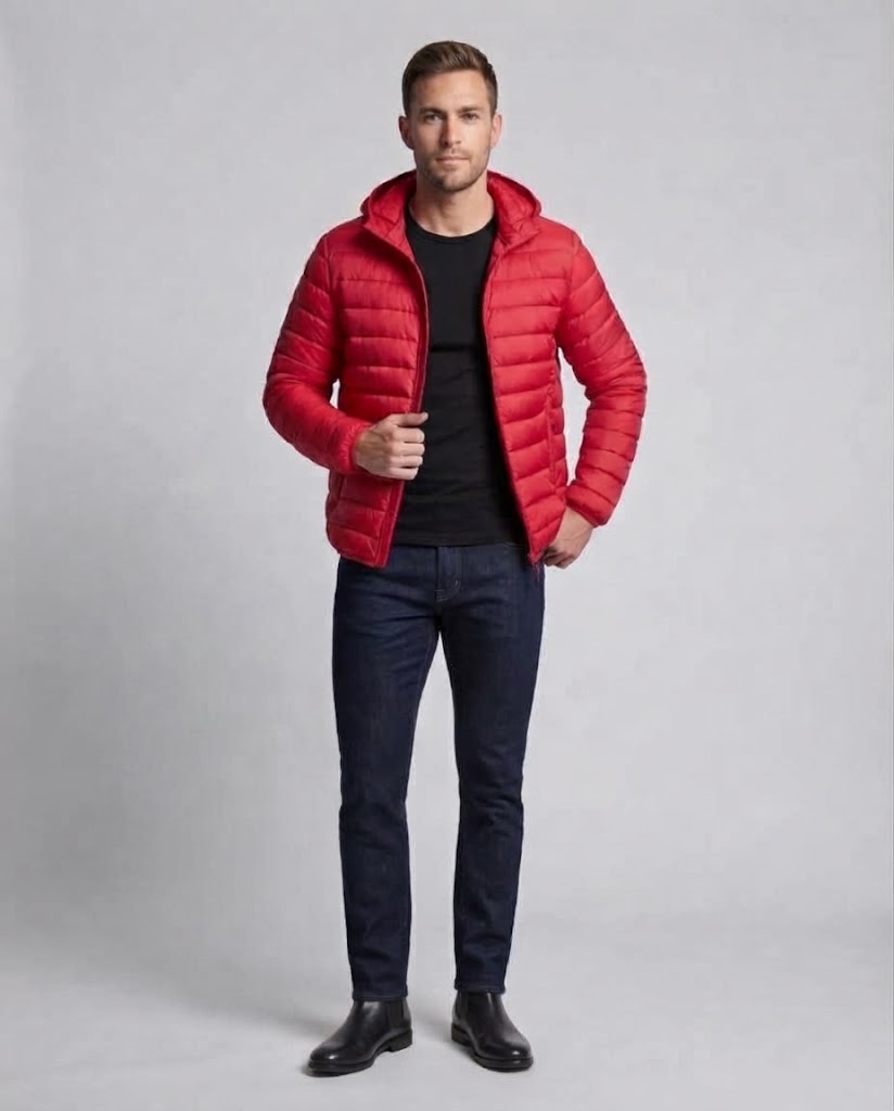 Herren Leichte gesteppte Kapuzenjacke mit Thermoisolierung und windabweisender Mikrofaser Drune