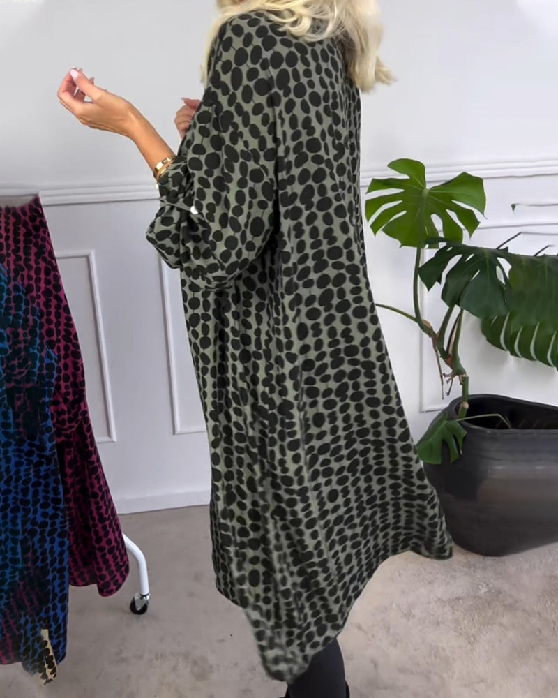 Drune | Kleid mit Gepunktetem V-Ausschnitt