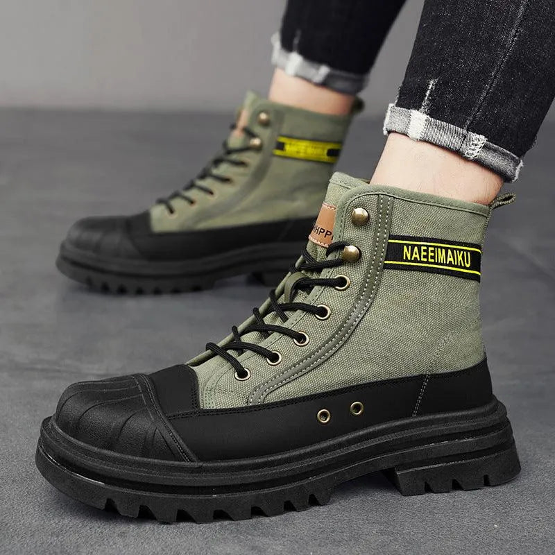 Drune | Herren lässige sportliche Canvas Stiefel mit dicker Sohle