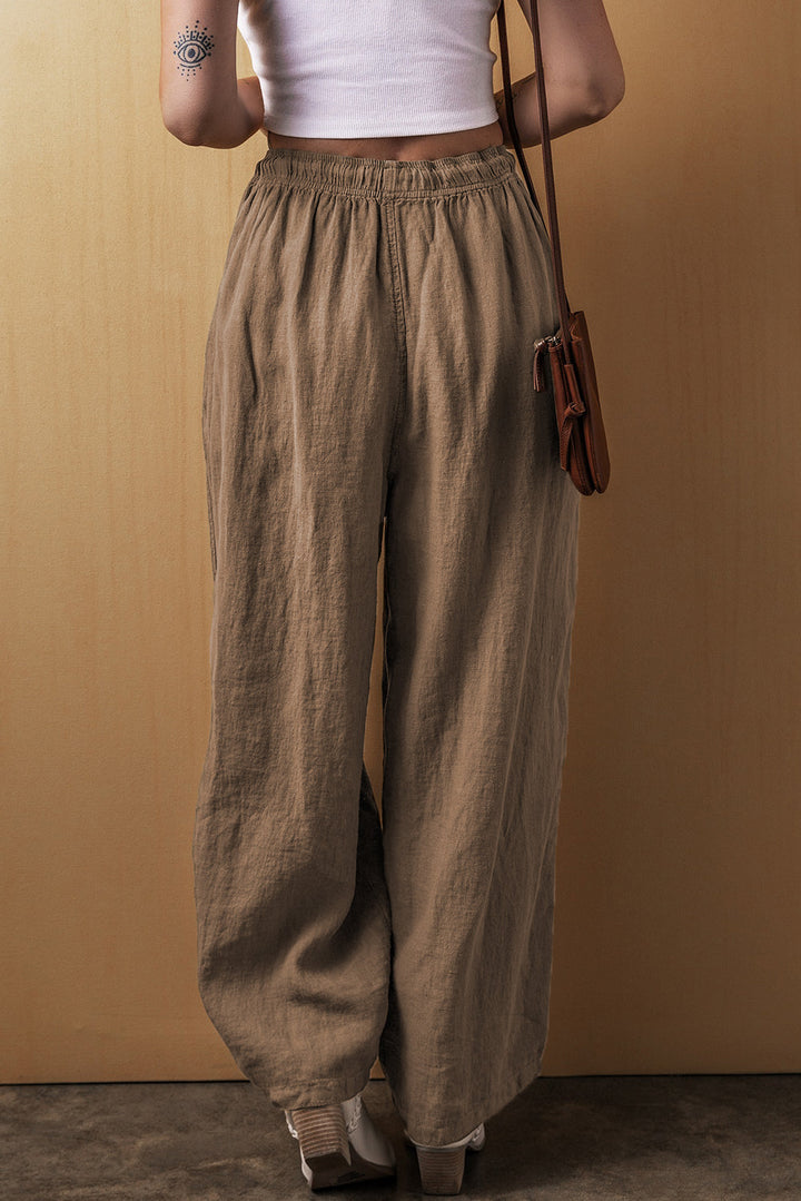 Drune | Palm Baumwoll Leinen Weitbein Hose Für Frauen