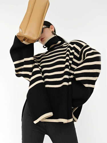 Drune | Oversize-Rollkragenpullover aus Baumwoll für Damen - Perfekt für Freizeit-Tage