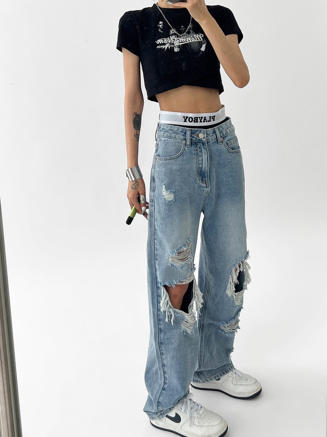 Drune Damenjeans mit zerrissenen