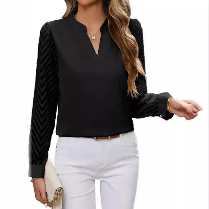 Drune | Elegantes Chiffon Top Mit V-ausschnitt