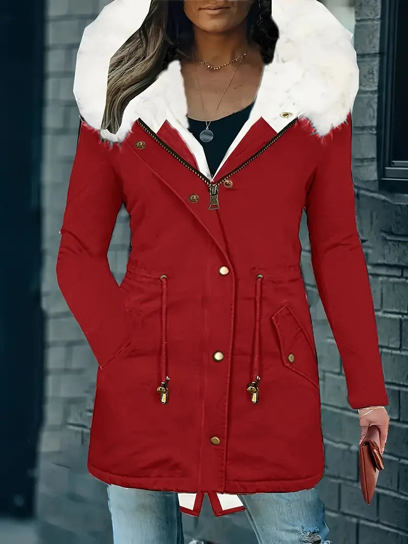 Drune | Wintermantel mit Kunstfellkragen – Warmer Parka mit Kapuze und Reißverschluss