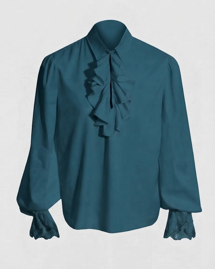 Damen Rüschbluse mit elegantem Kragenbereich Drune