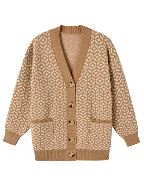Drune | Strickcardigan mit geometrischem Muster und Knopfleiste