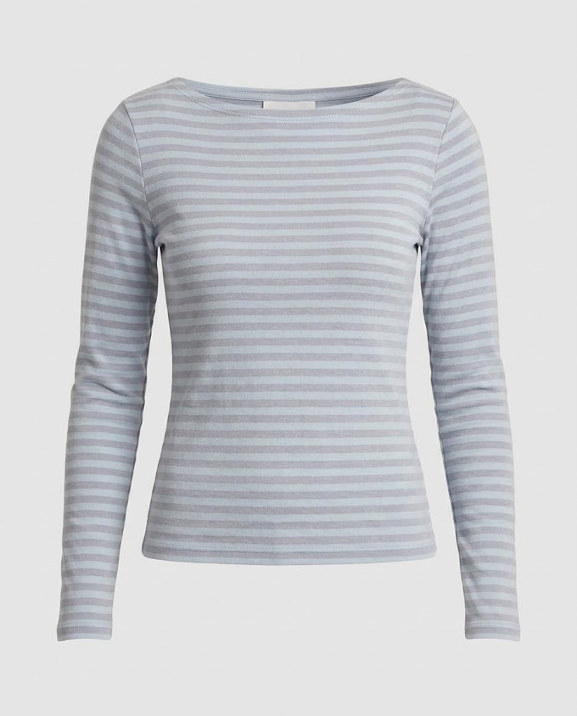Damen Gestreiftes Langarm‑Bootneck‑Top mit schmaler Passform Drune