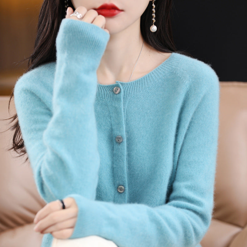 Drune | Lockerer Damen Cashmere Strickjacke Mit Rundhalsausschnitt Aus Hochwertiger Veganer Wolle