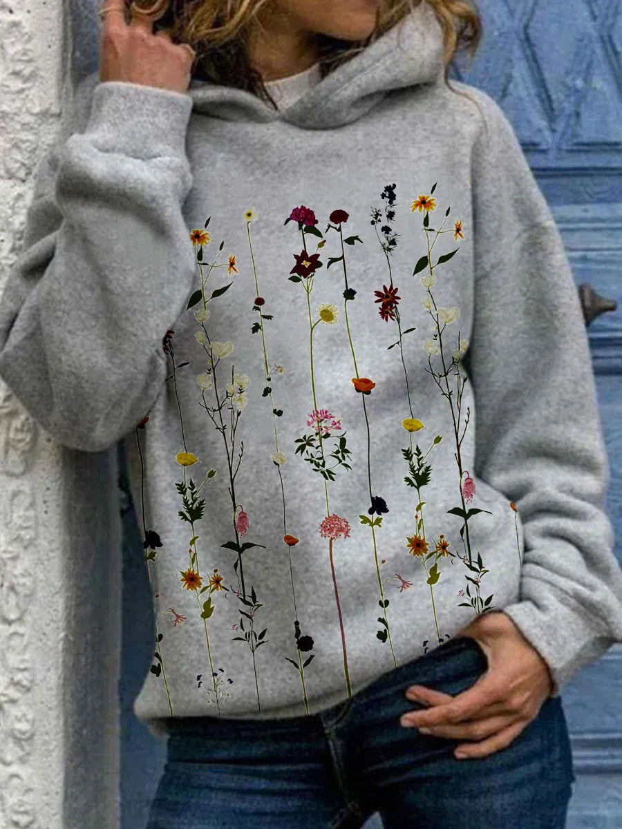 Drune - Damen Kapuzenpullover mit floralem Print für einen lässigen Stil