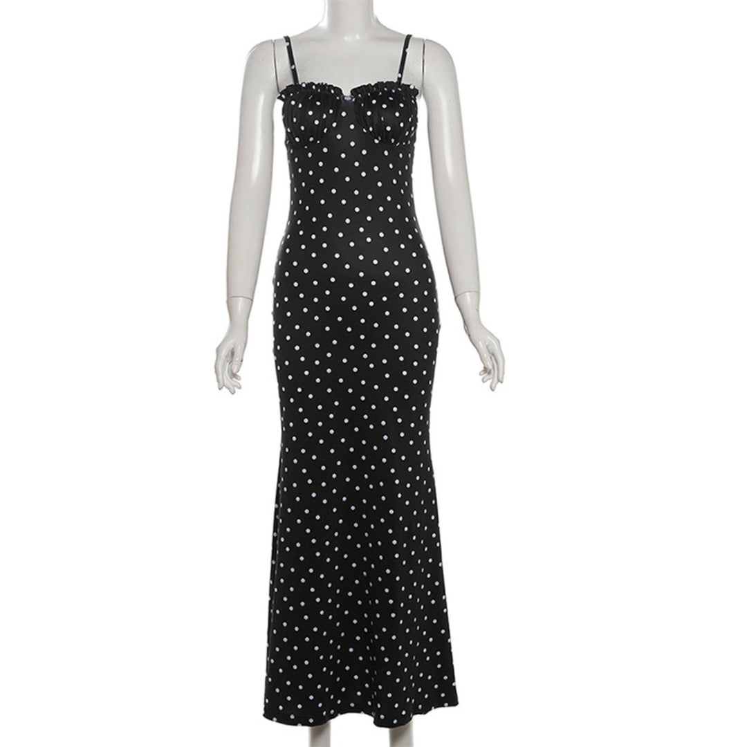 Drune | Kleid mit gepunkteten Strapsen mit Neckholder