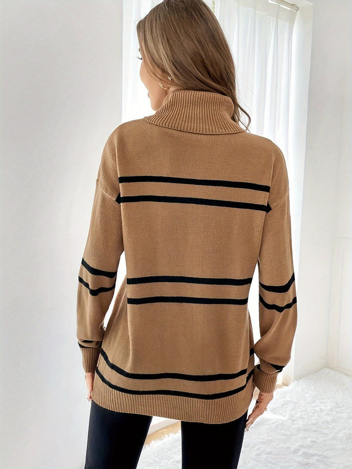 Drune | Gestreifter Rollkragenpullover