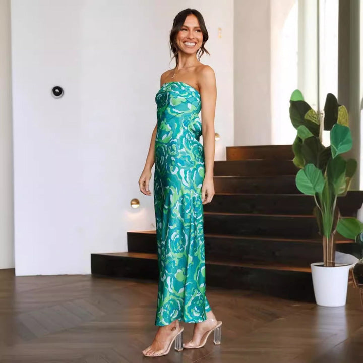 Drune | Satin hohles rückenfreies Schlauchtop-Kleid