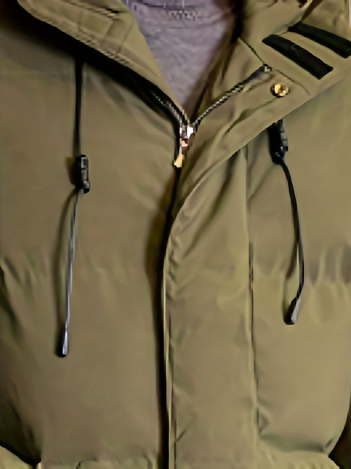 Drune |  Mittellange Kapuzen-Übermantel-Winterjacke Für Herren - Perfekt für Outdoor-Aktivitäten