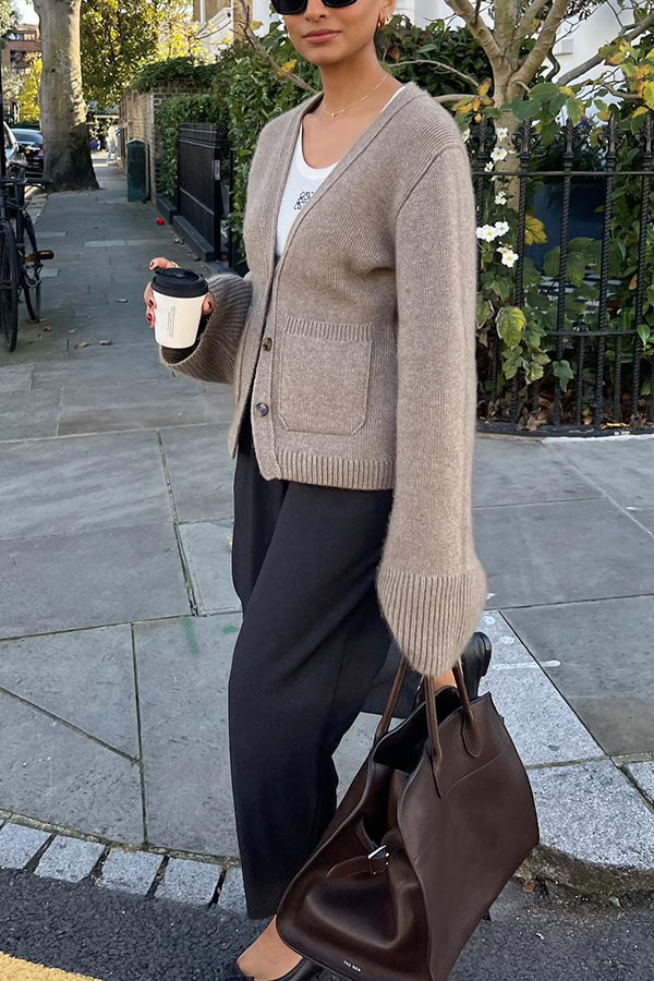 Drune | doppelter Taschen Strickjacke