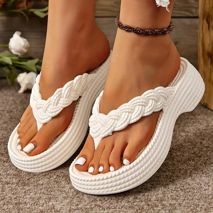 Drune | Stilvolle Rutschfest Flip Flops Sandalen mit Dickem Boden