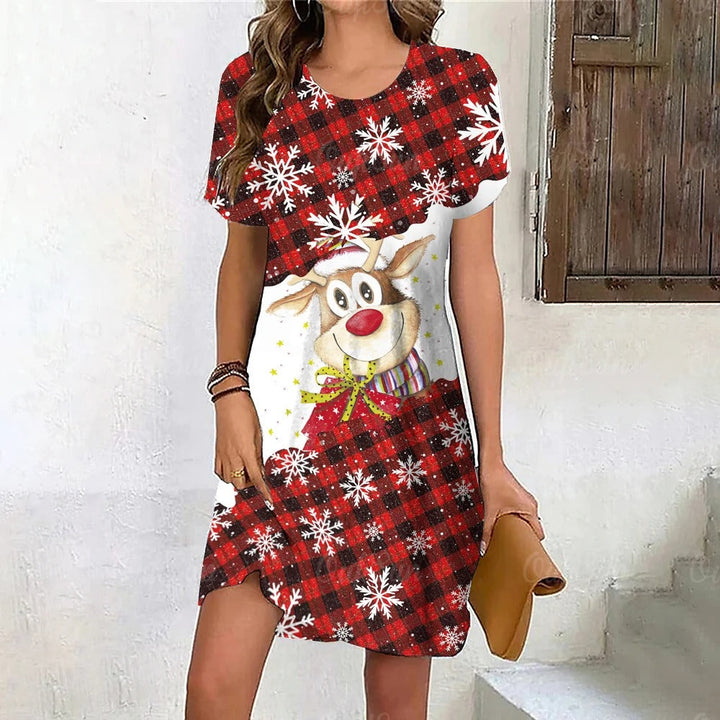 Drune | Eleganter Glanz Schneeflocken Kleid
