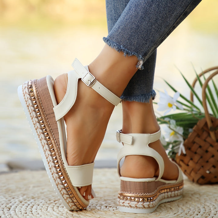 Drune | Elegante Damen Schnalle Komfort Plattform Sandalen