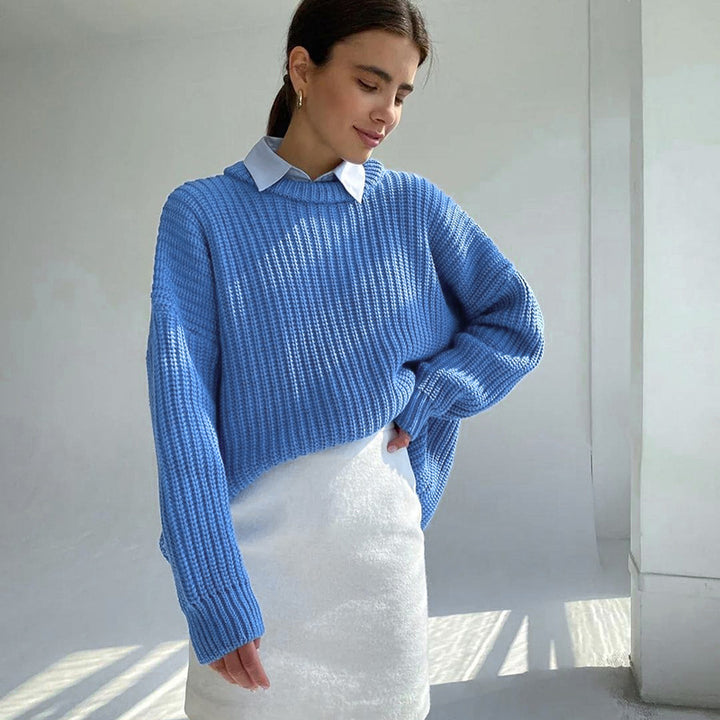 Drune – Modischer Strickpullover in Uni mit Rundhalsausschnitt