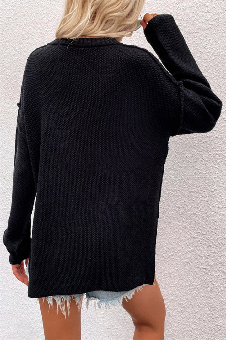 Drune Solid Color Übergrößen V-Ausschnitt Pullover