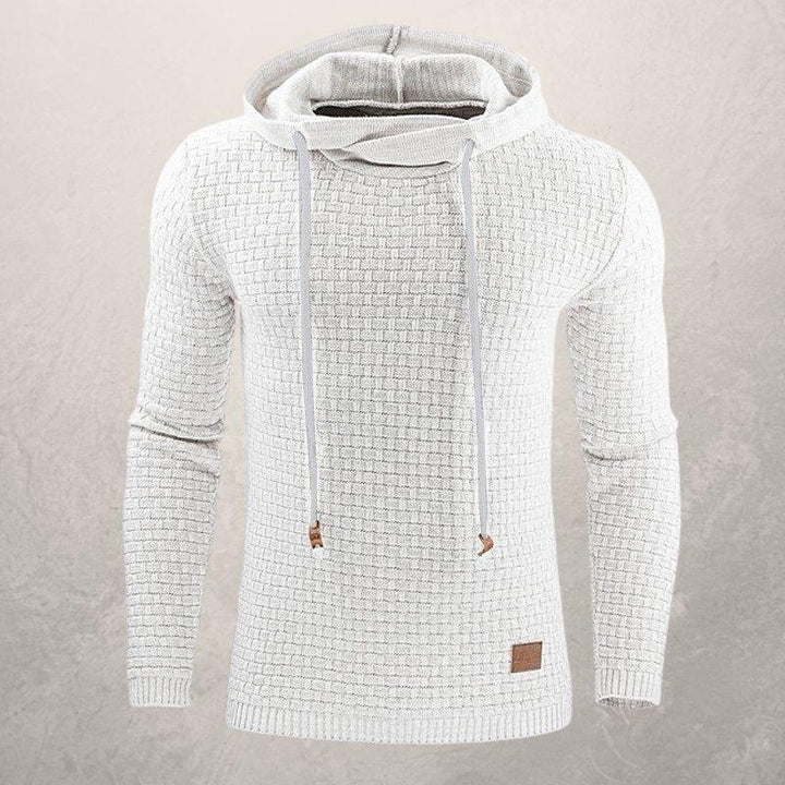 Drune | Kapuzenpullover Slim Passform Weiches Strickmaterial Karomuster Lange Ärmel