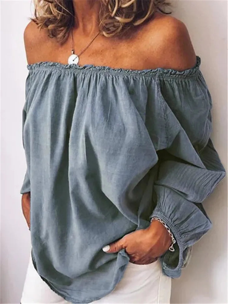 Drune | Off Shoulder Bluse mit Eleganten Ballonärmeln