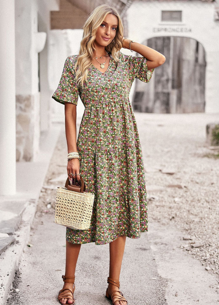 Drune | Elegantes V-Ausschnitt Kleid Für Damen