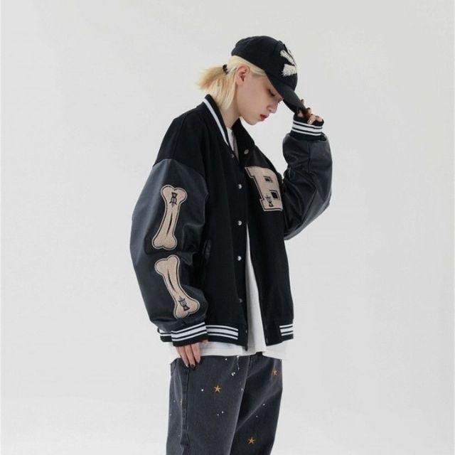 Drune | Varsity Streetwear Bomberjacke mit bestickten Patches