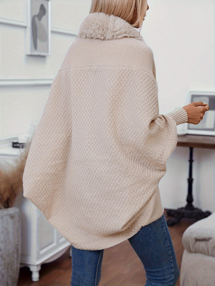 Drune | Faux Fur Cardigan mit Schal Kragen Akryl Warm und Elegant