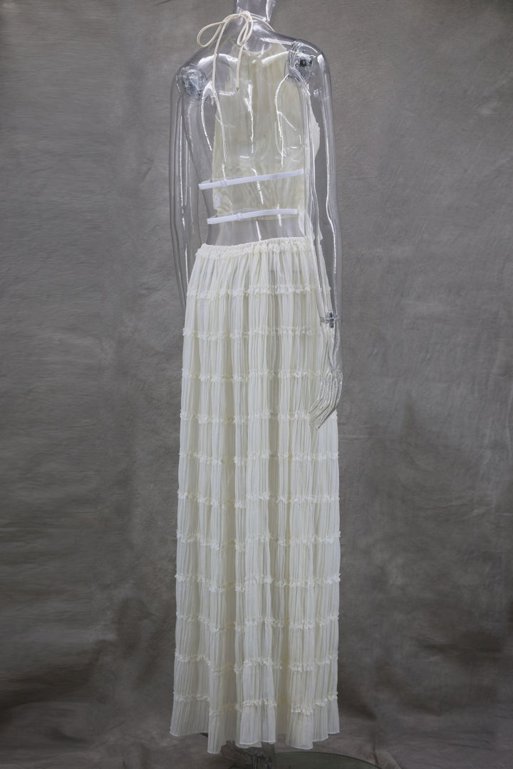 Drune | Neckholder Spitzenweste langes Kleid Set