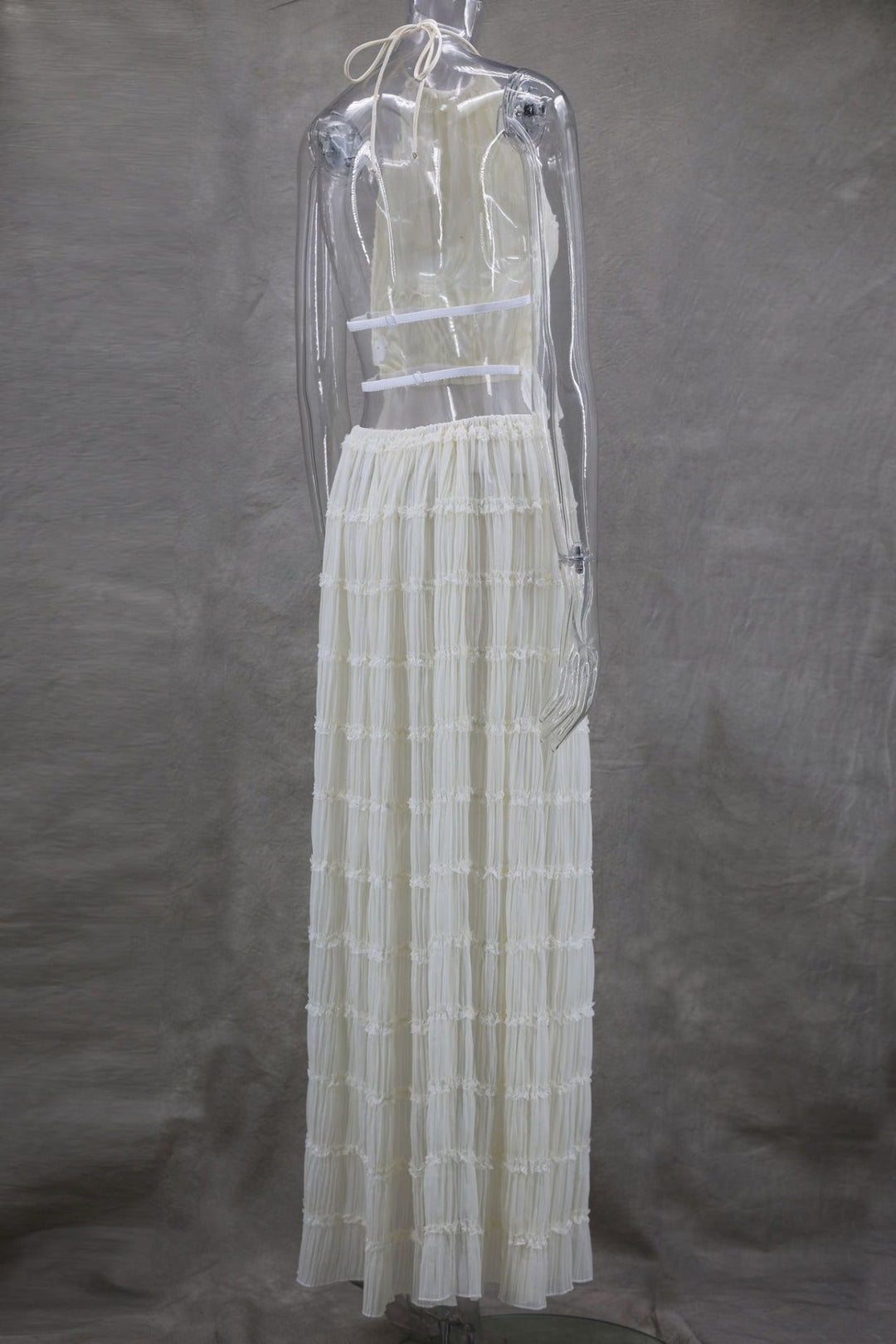Drune | Neckholder Spitzenweste langes Kleid Set