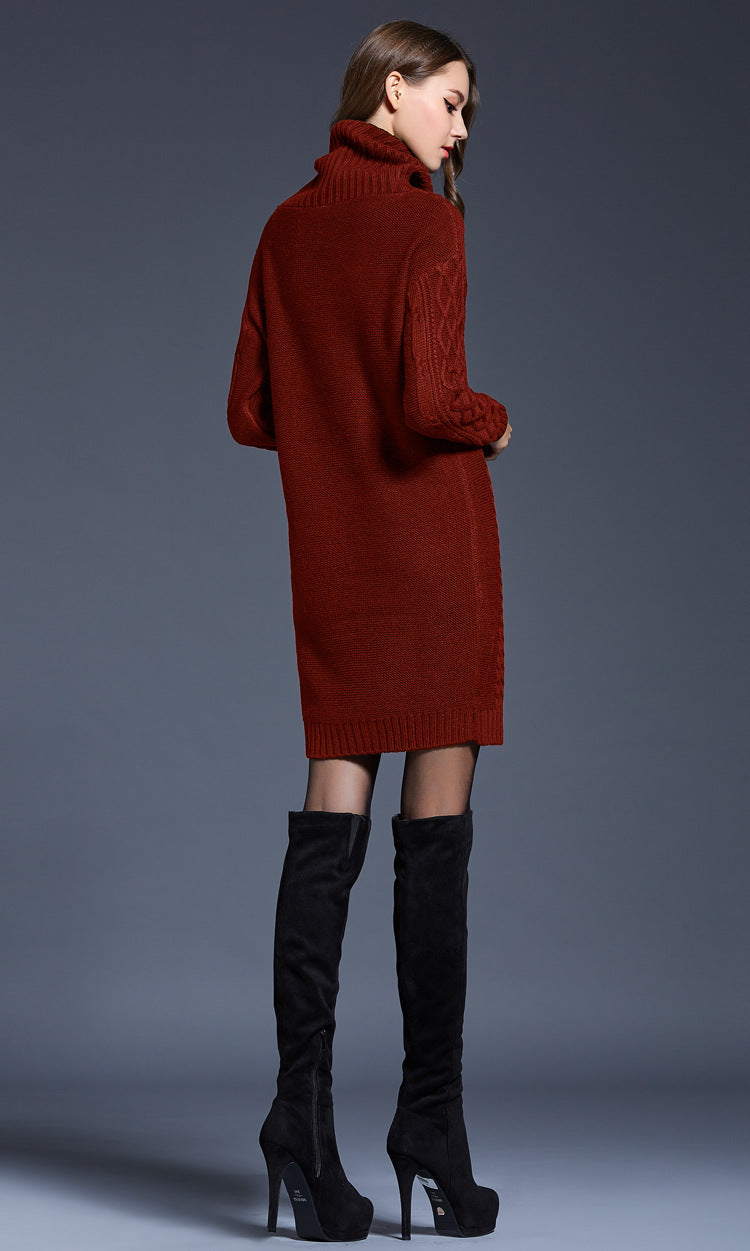 Drune | Hochhals Lange Strickkleid